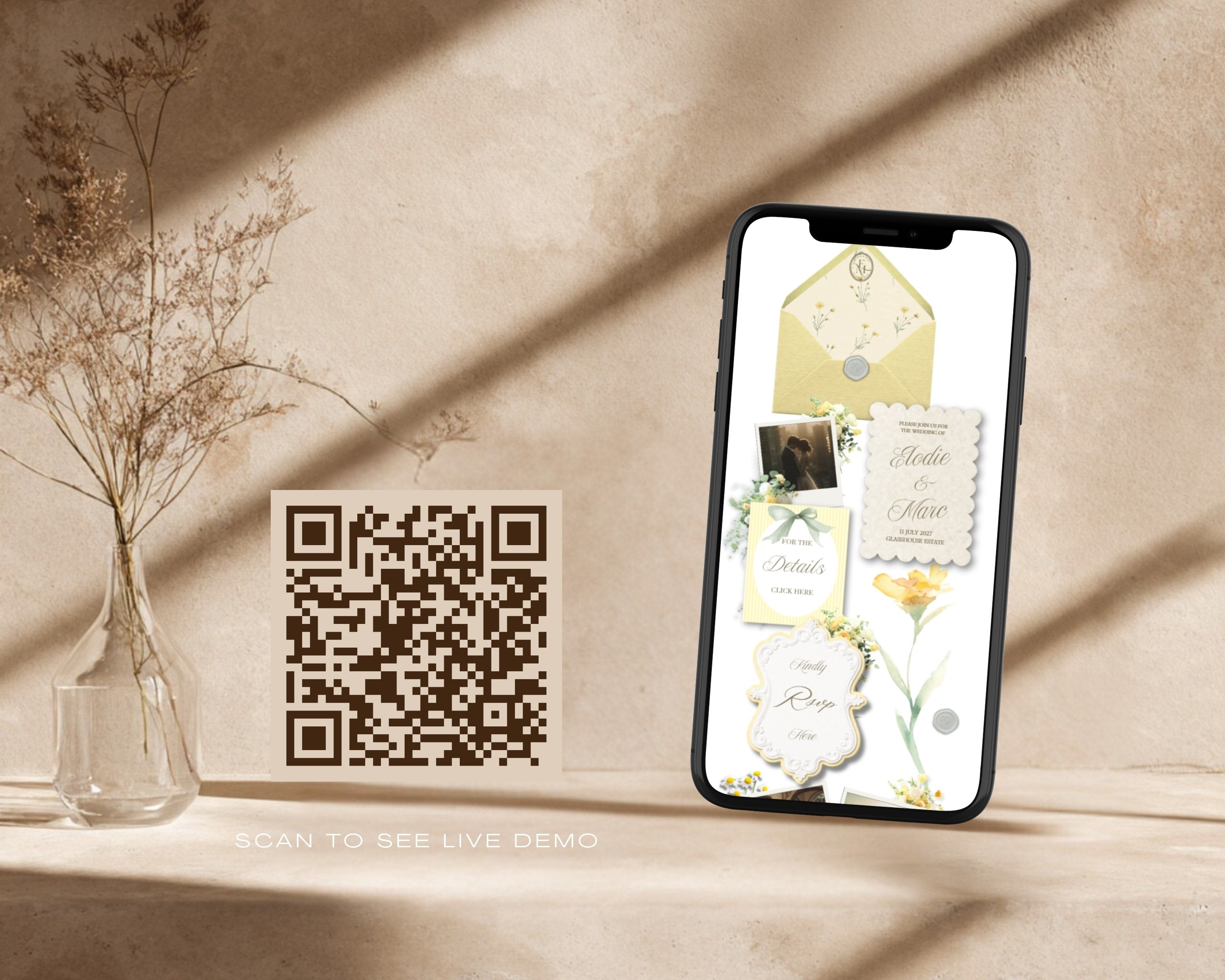 Butter Yellow Wedding Website Template preview 2