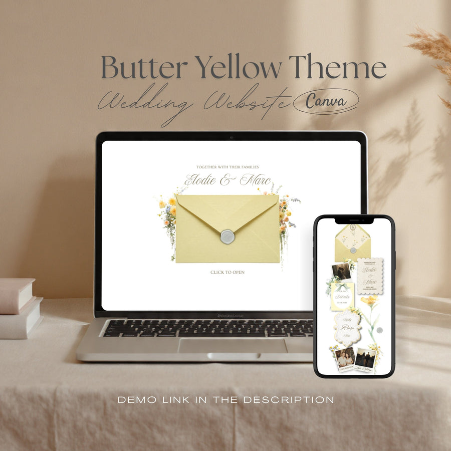 Butter Yellow Wedding Website Template