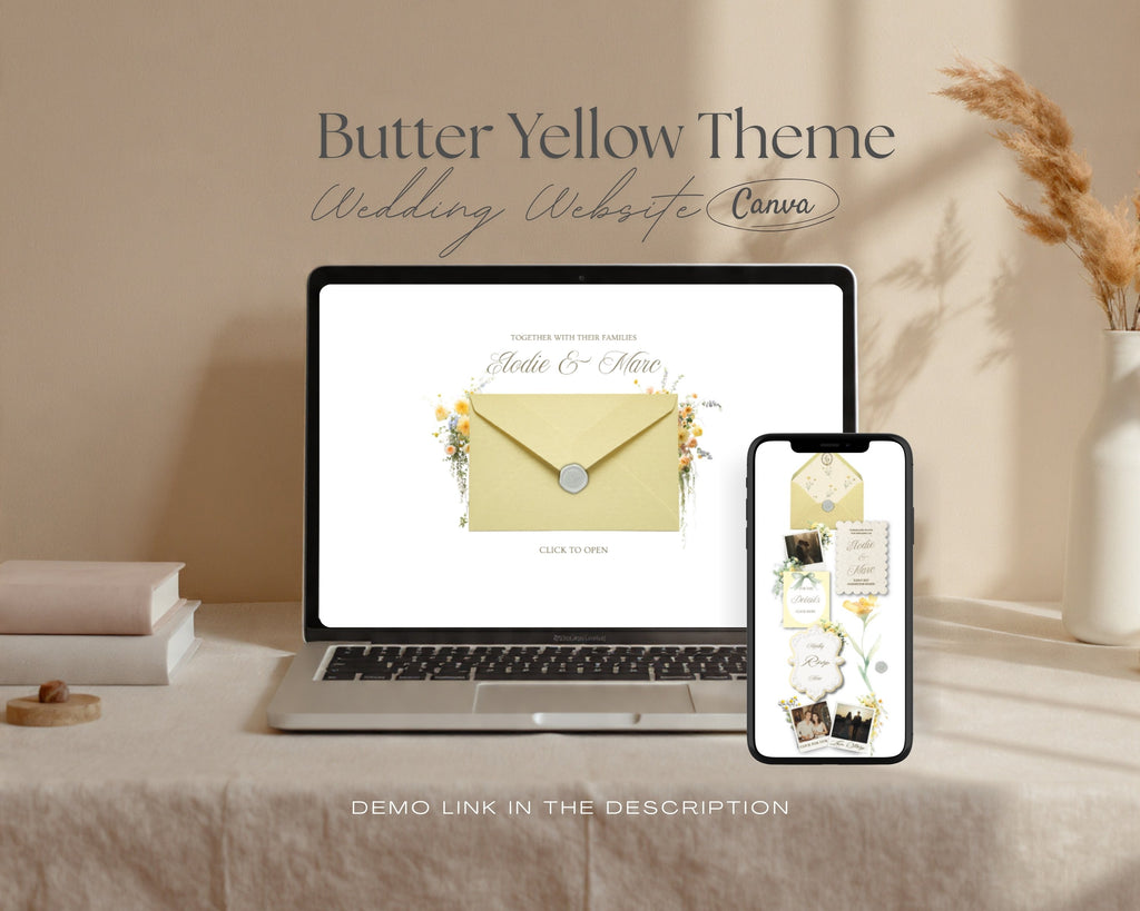 Butter Yellow Wedding Website Template