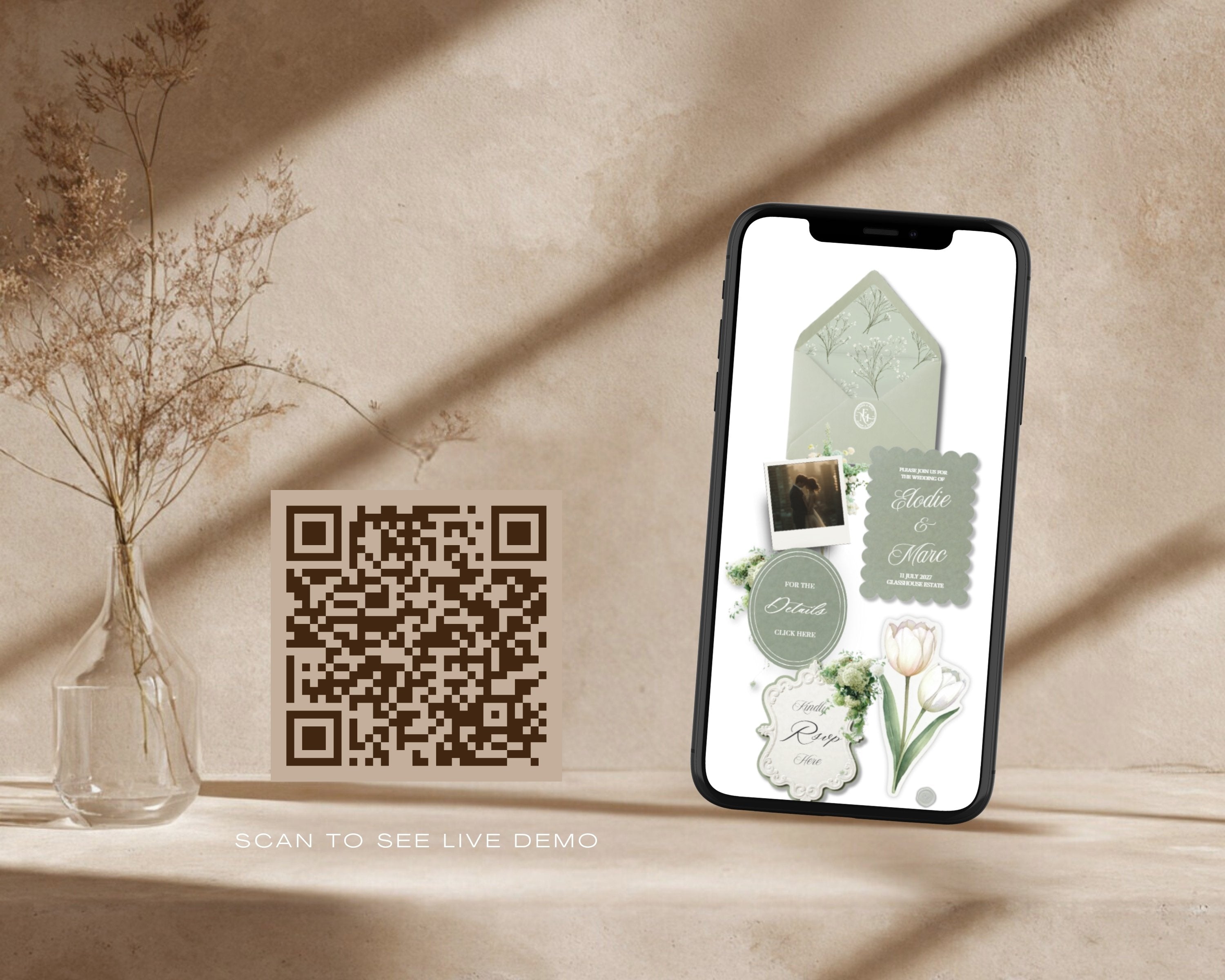 Dusty Sage & Ivory Wedding Website Template preview 2