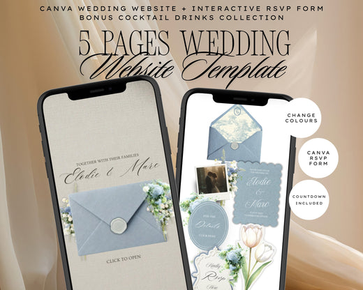 Dusty Blue French Toile Wedding Website Template