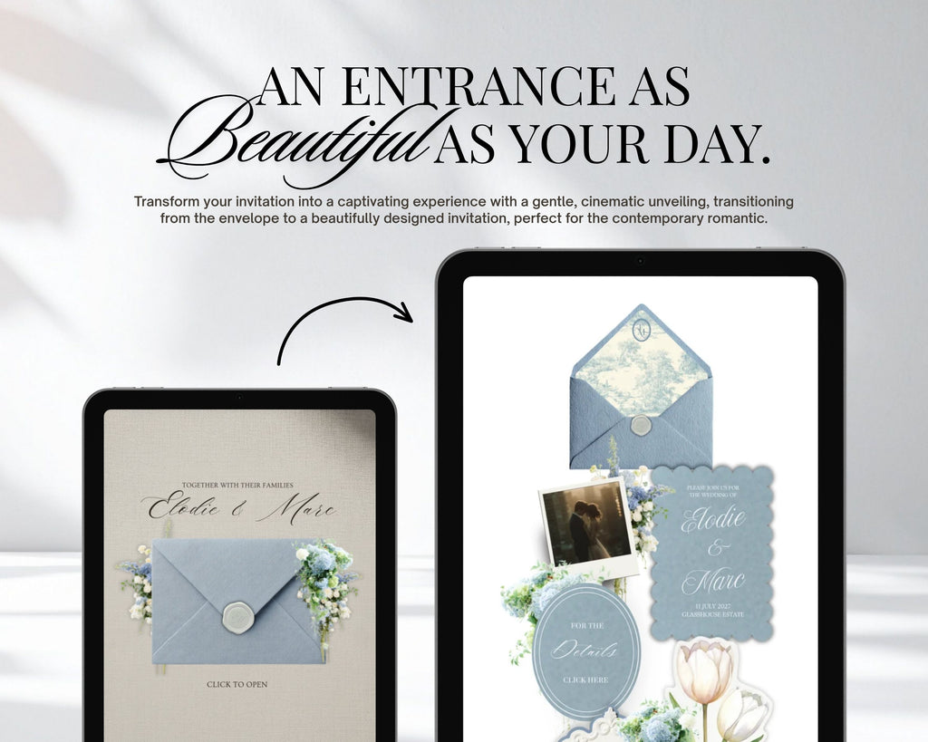 Dusty Blue French Toile Wedding Website Template preview 3