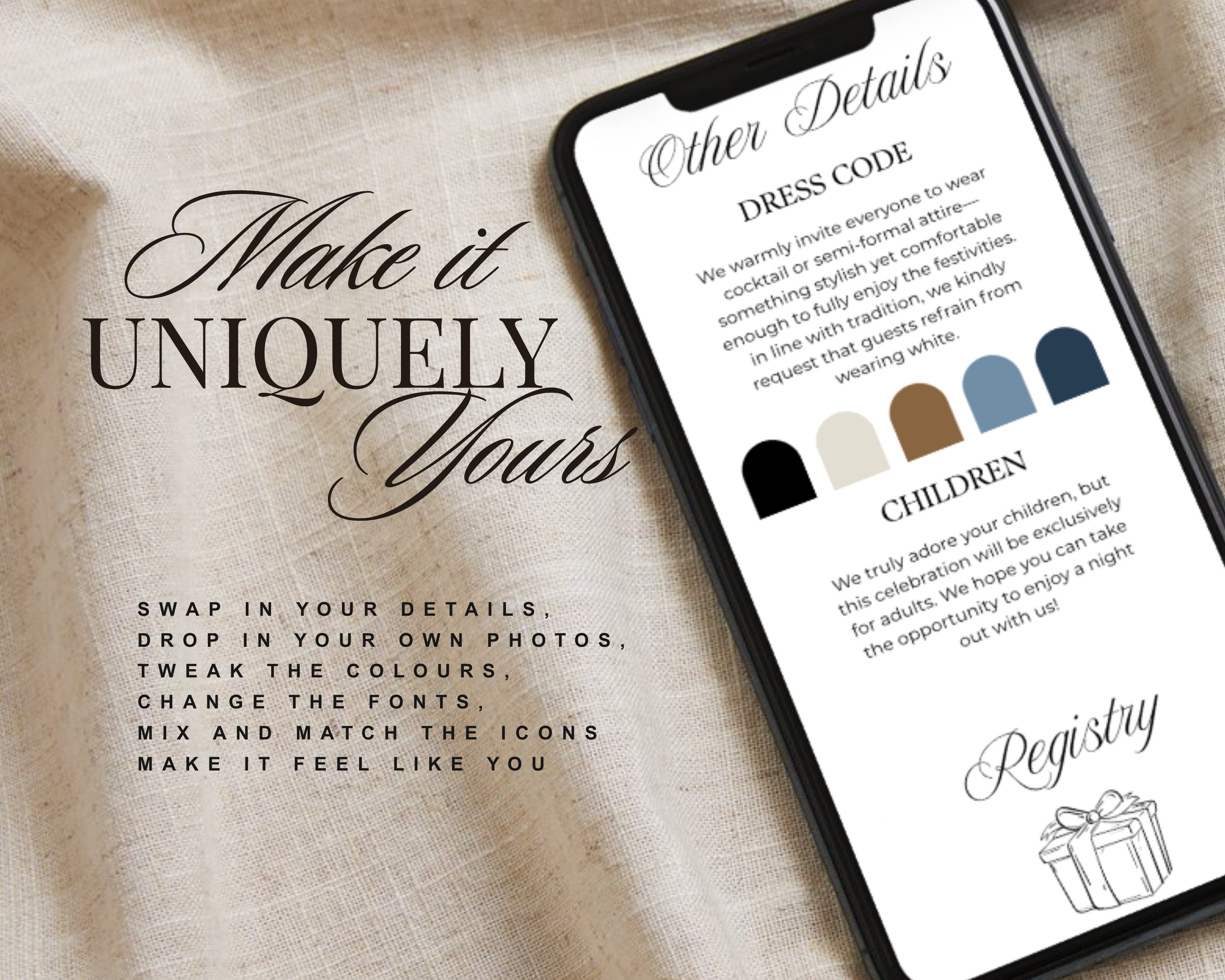 Dusty Blue French Toile Wedding Website Template preview 6