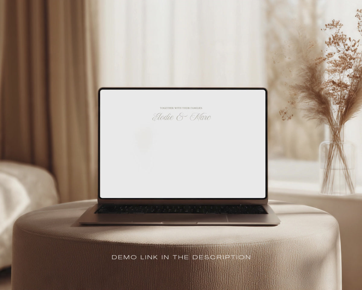 Butter Yellow wedding website — the animated envelope opening